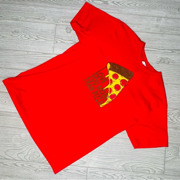 Nwt I love you more then pizza Valentine’s short sleeve t shirt cotton large - Picture 1 of 5